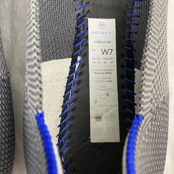 ROTHY'S Birdseye Ballet Flat Loafer Round Toe Charcoal Gray Slip On Size… - Picture 3 of 7